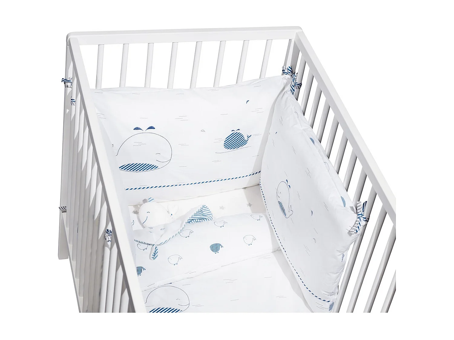 Edredon lit bébé en coton BLUE BALEINE - Sauthon