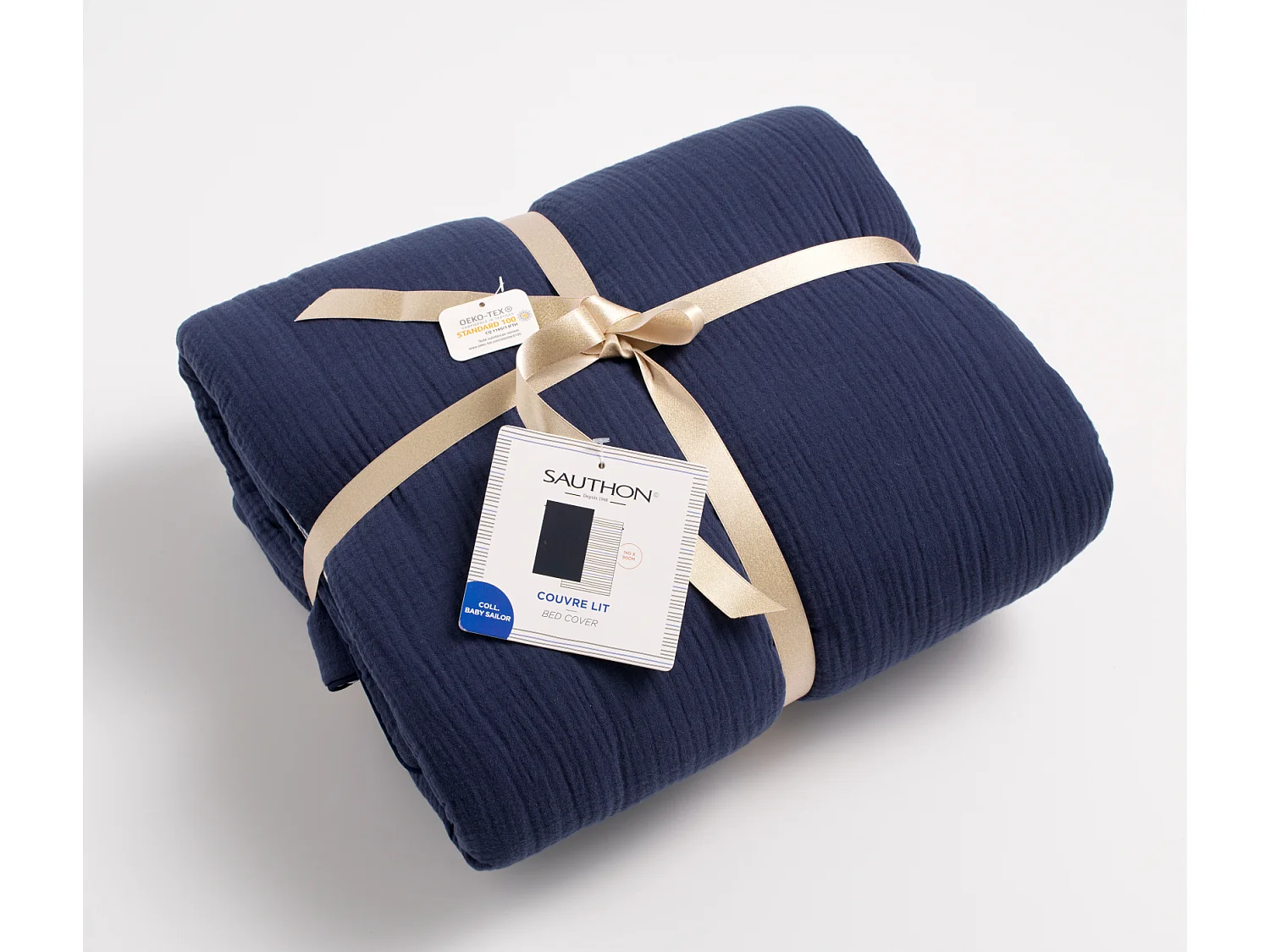 Couvre lit bébé 90x140 cm en double gaze de coton BABY SAILOR - Sauthon