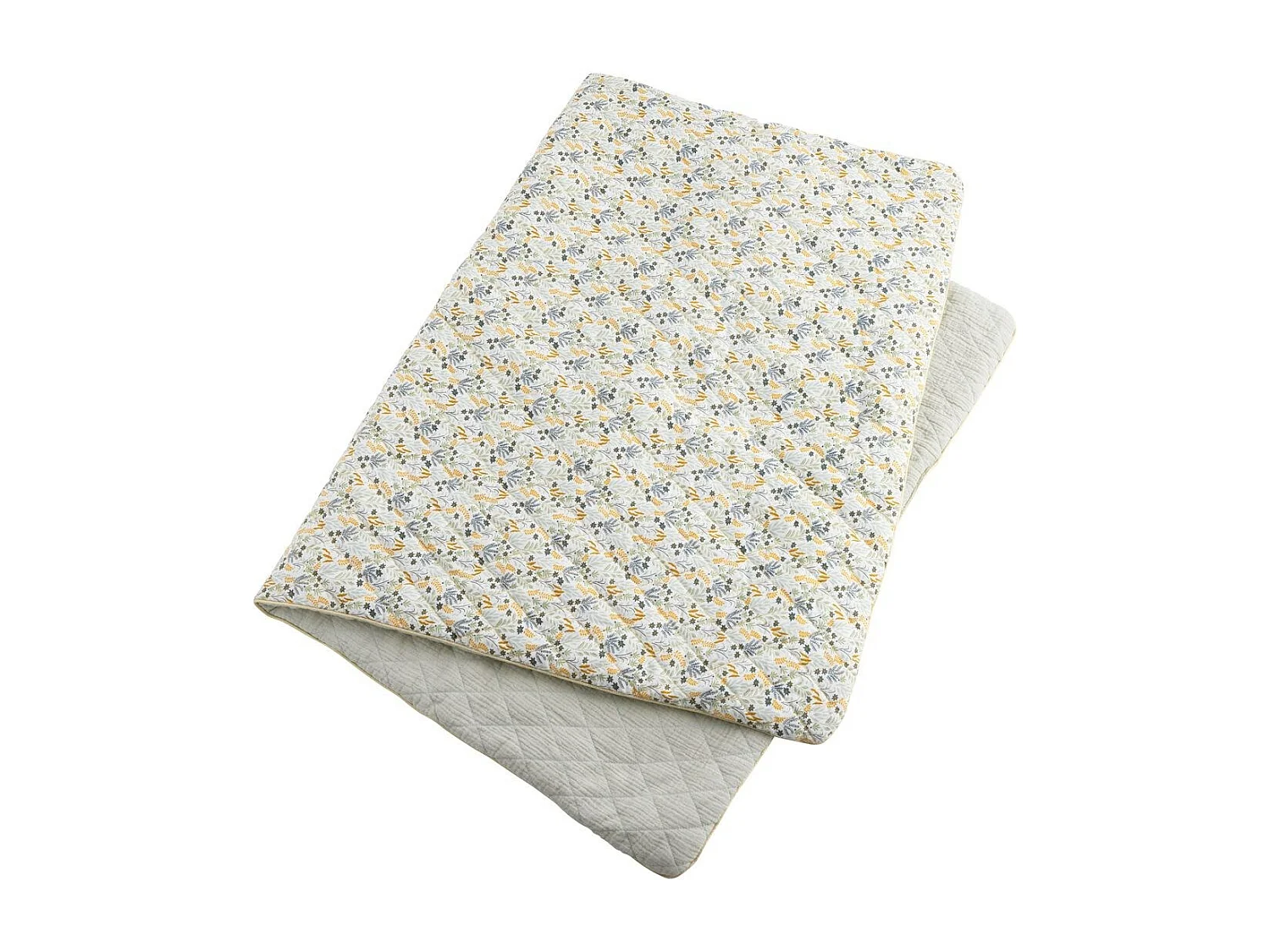 Couvre lit 90x140 cm en coton vert tilleul PROMENONS NOUS - Sauthon