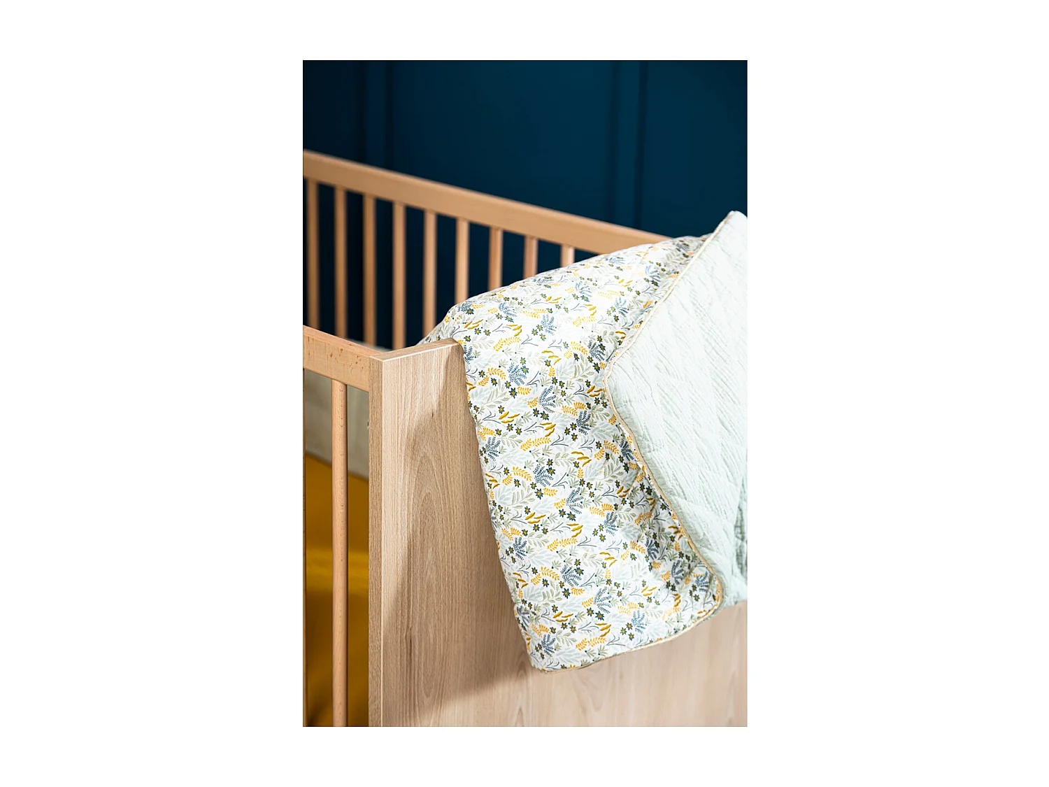 Couvre lit 90x140 cm en coton vert tilleul PROMENONS NOUS - Sauthon