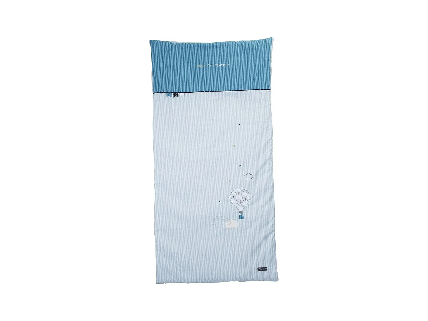Edredon lit bébé en coton bleu LAZARE - Sauthon