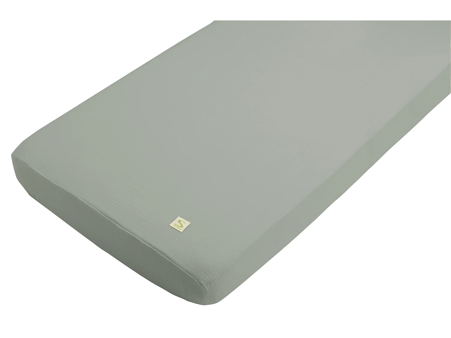 Draps housse bébé en coton bio UNI SAUGE - Sauthon
