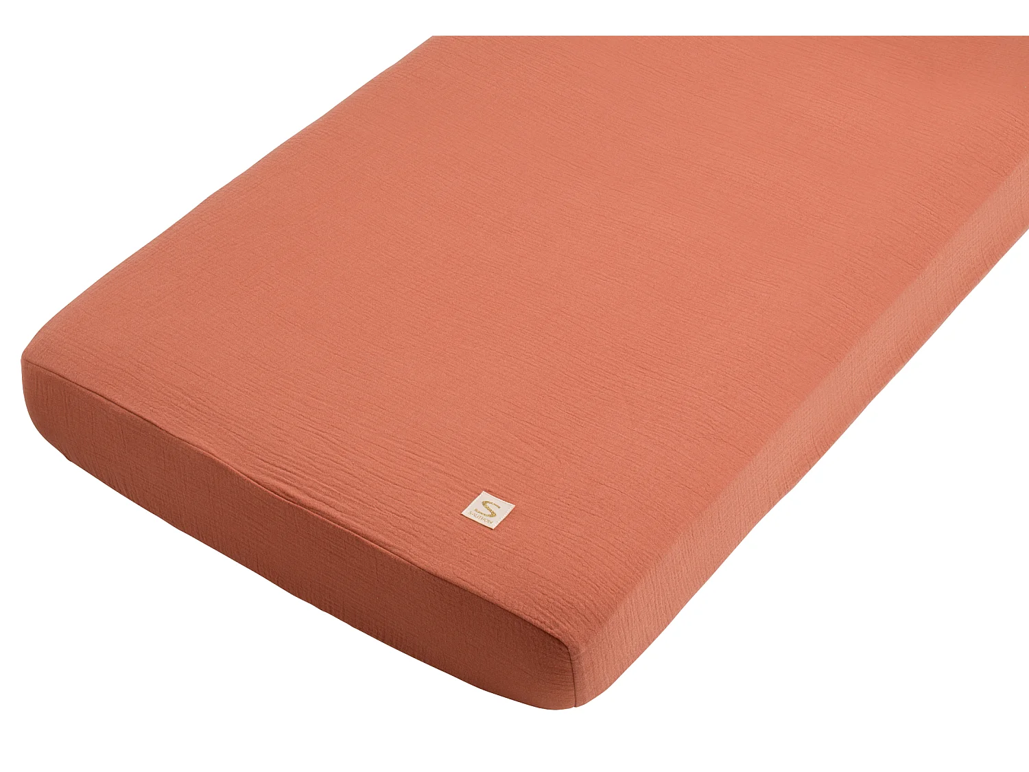 Draps housse bébé en coton bio UNI TERRACOTTA - Sauthon