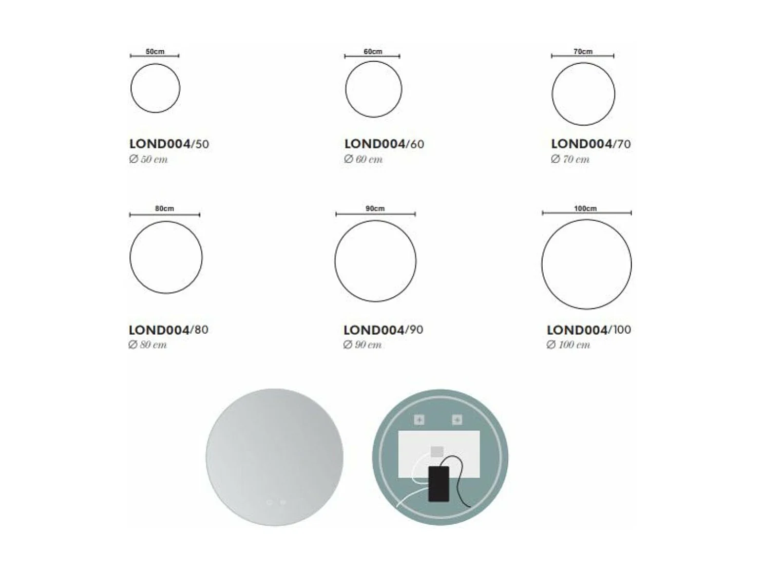 Espejo Redondo Led, Antivaho-Doble Sensor - Ø 100cm Fría 6500K