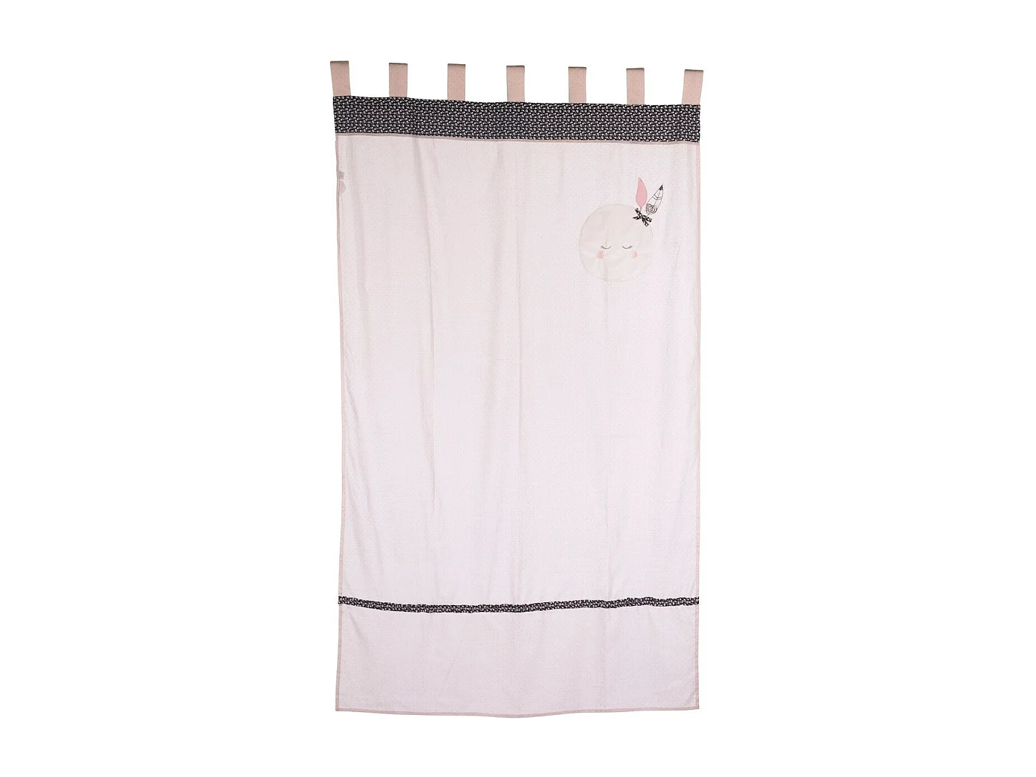 Rideau à pattes 105x180cm en coton rose MISS FLEUR DE LUNE - Sauthon