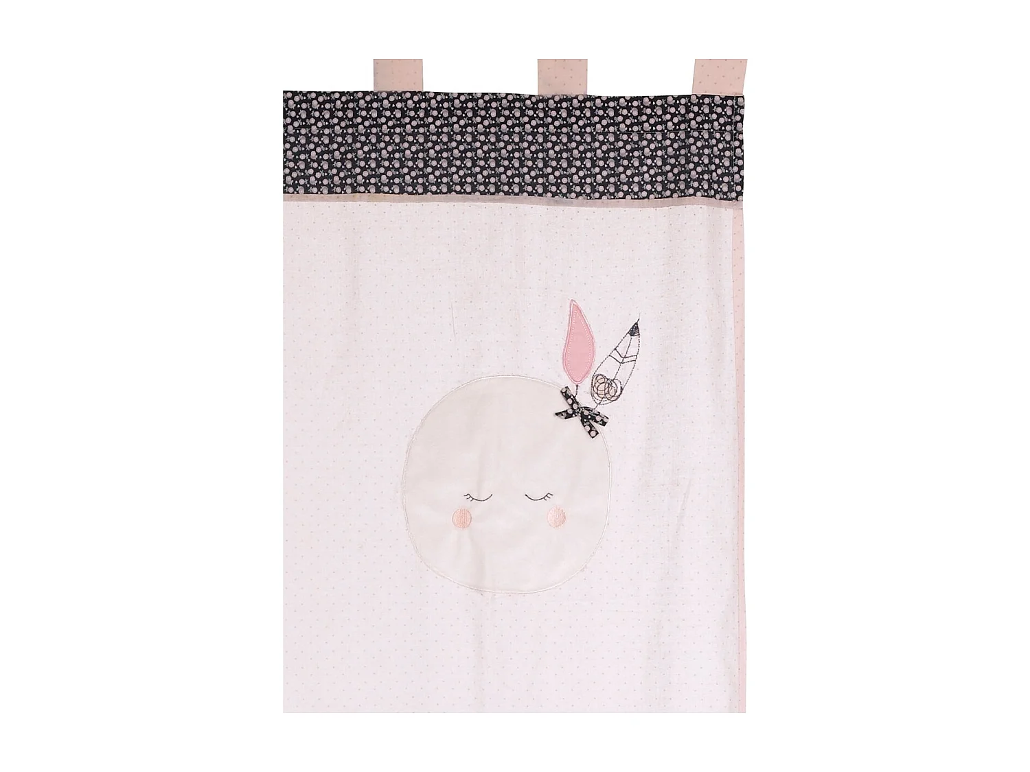 Rideau à pattes 105x180cm en coton rose MISS FLEUR DE LUNE - Sauthon