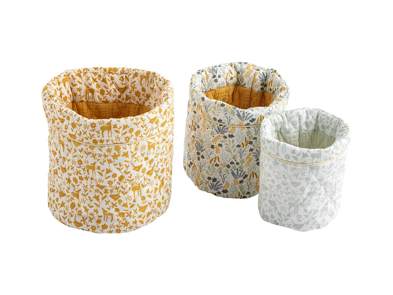 Lot de 3 panières en coton blanc PROMENONS NOUS - Sauthon