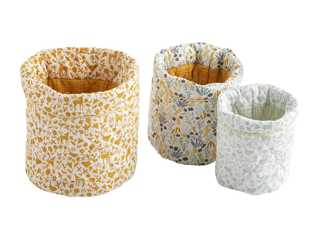 Lot de 3 panières en coton blanc PROMENONS NOUS - Sauthon