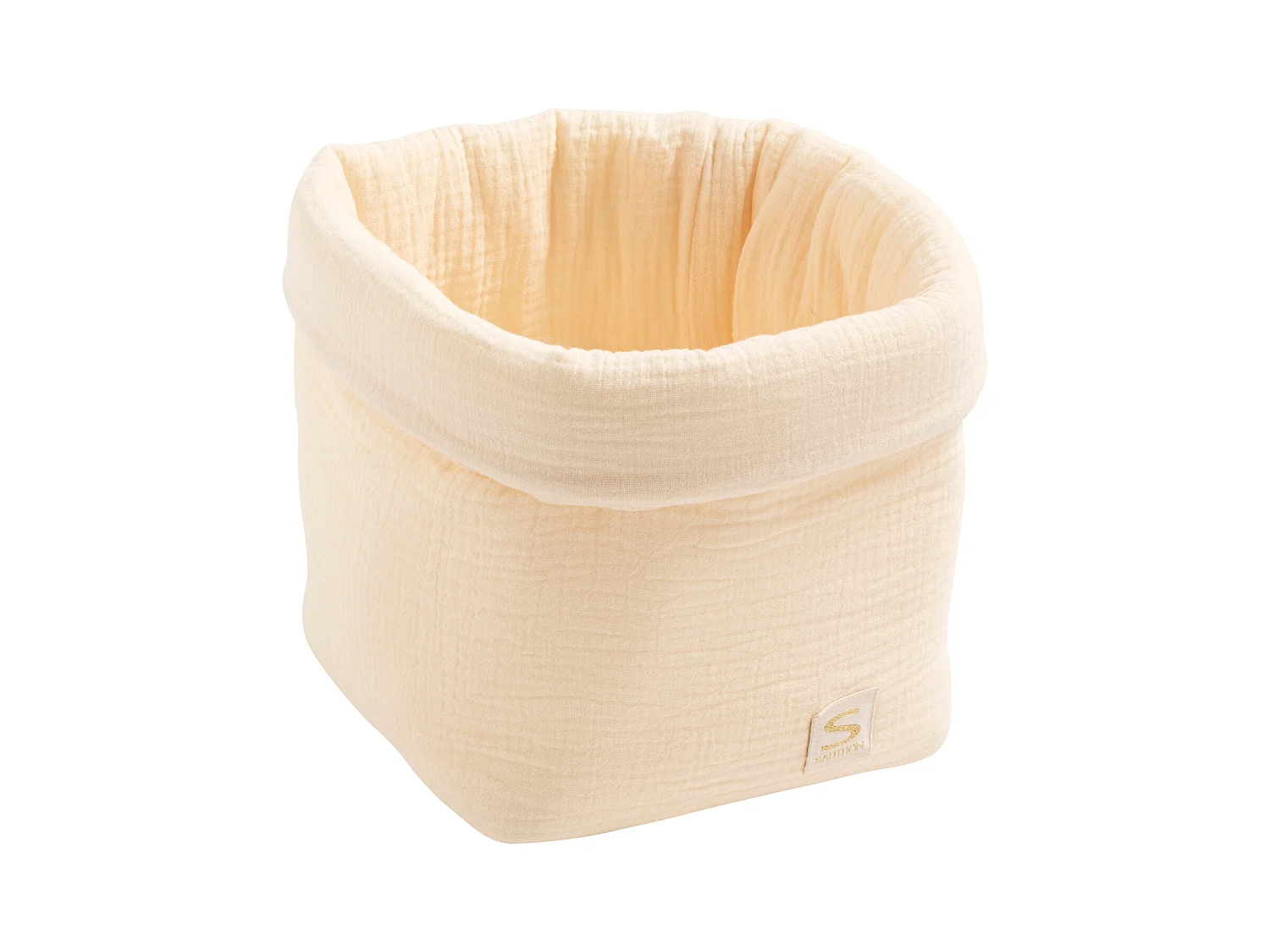 Panière de rangement en double gaze de coton UNI VANILLA - Sauthon