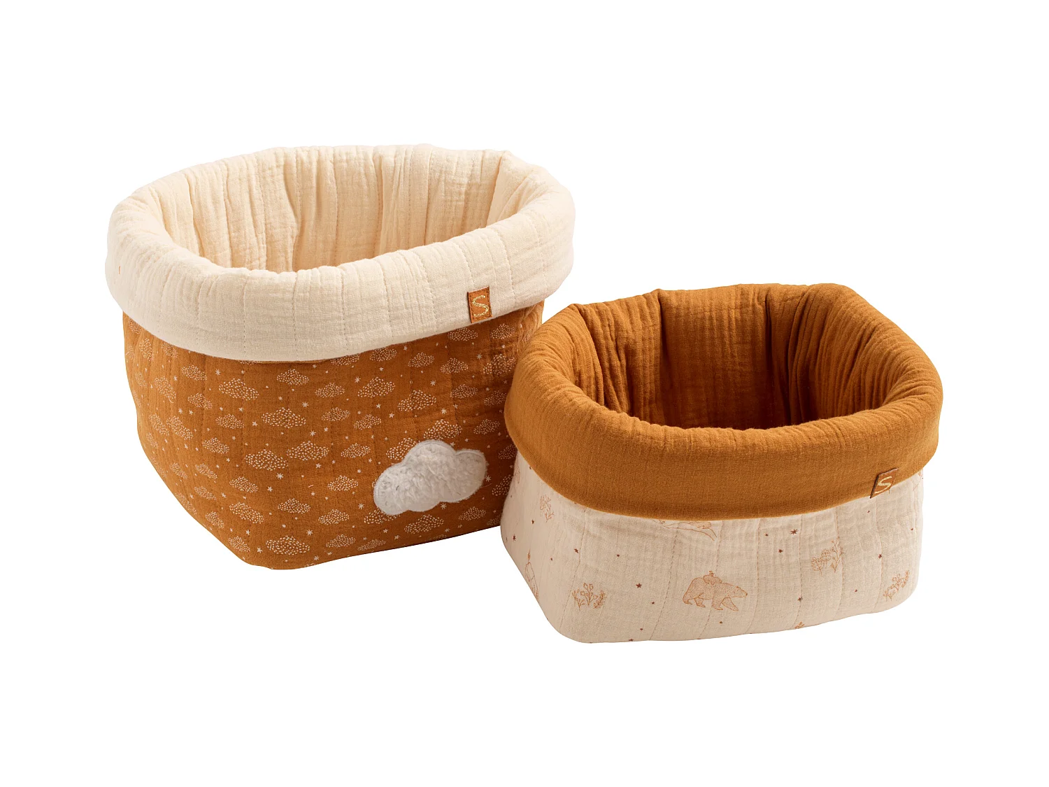 Lot de 2 panières de rangement en double gaze de coton ORSINO - Sauthon