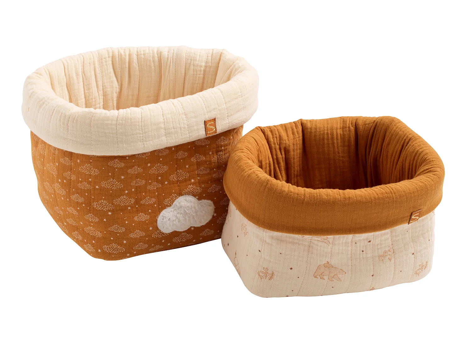 Lot de 2 panières de rangement en double gaze de coton ORSINO - Sauthon