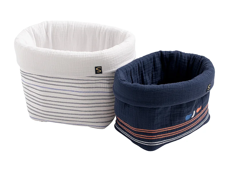 Lote de 2 cestas dobles de gasa de algodón