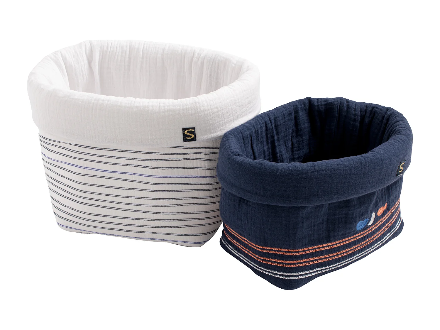 Lote de 2 cestas dobles de gasa de algodón