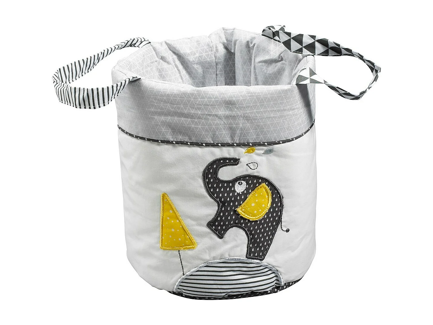 Set di 3 cestini in tessuto di cotone grigio