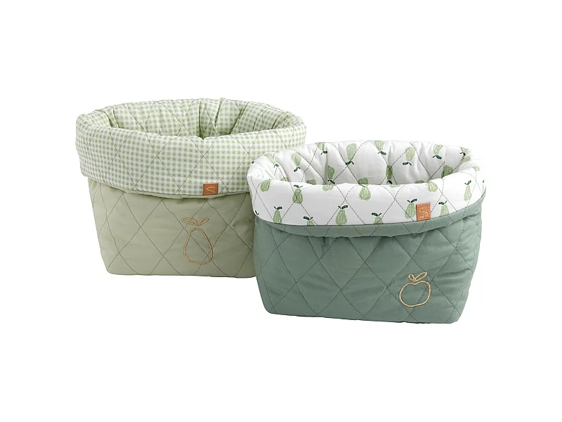 Lot de 2 panières en coton Vert tilleul BOTANICA - Sauthon