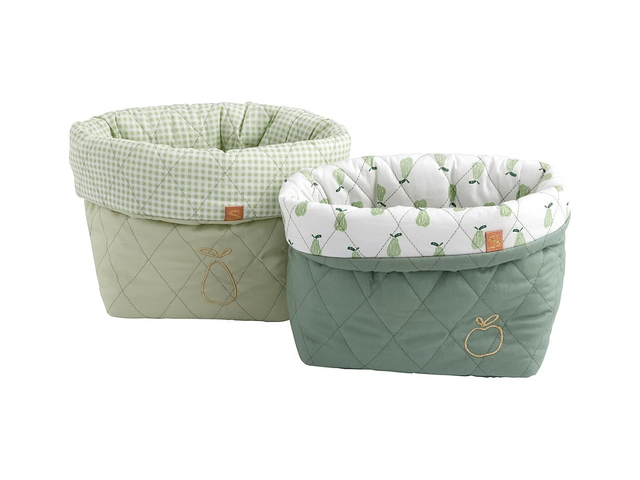 Lot de 2 panières en coton Vert tilleul BOTANICA - Sauthon