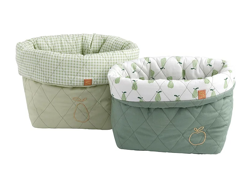 Lot de 2 panières en coton Vert tilleul BOTANICA - Sauthon