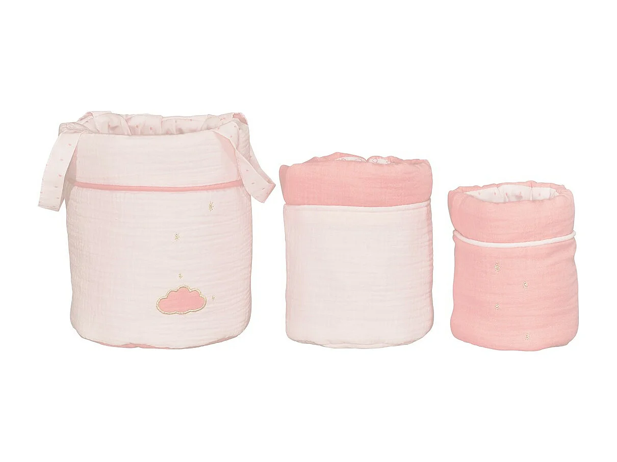 Set di 3 cesti portaoggetti in cotone