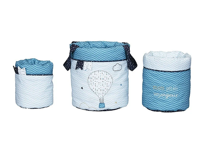 Cesta Gigognes de algodón azul