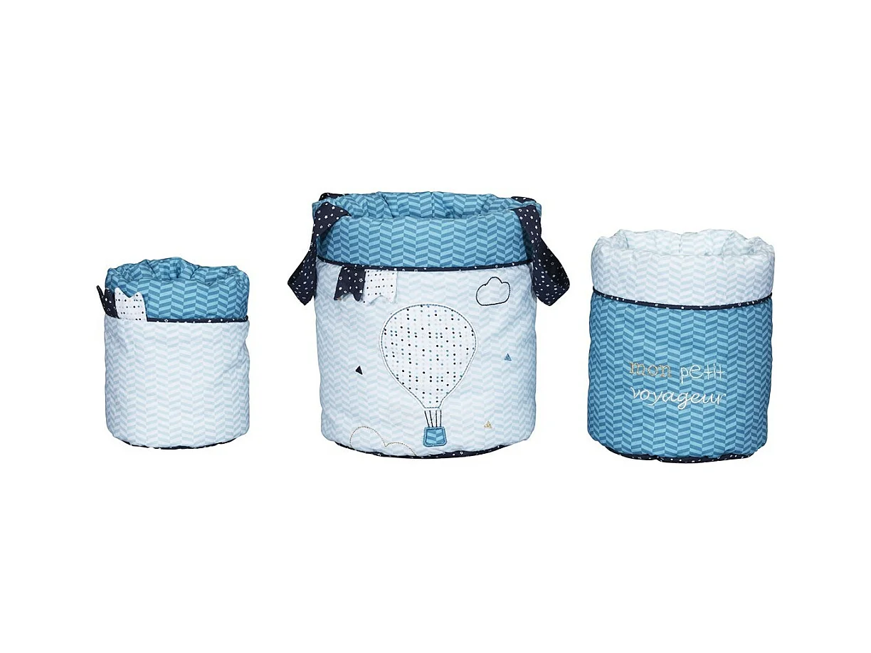 Panière Gigognes en coton Bleu LAZARE - Sauthon