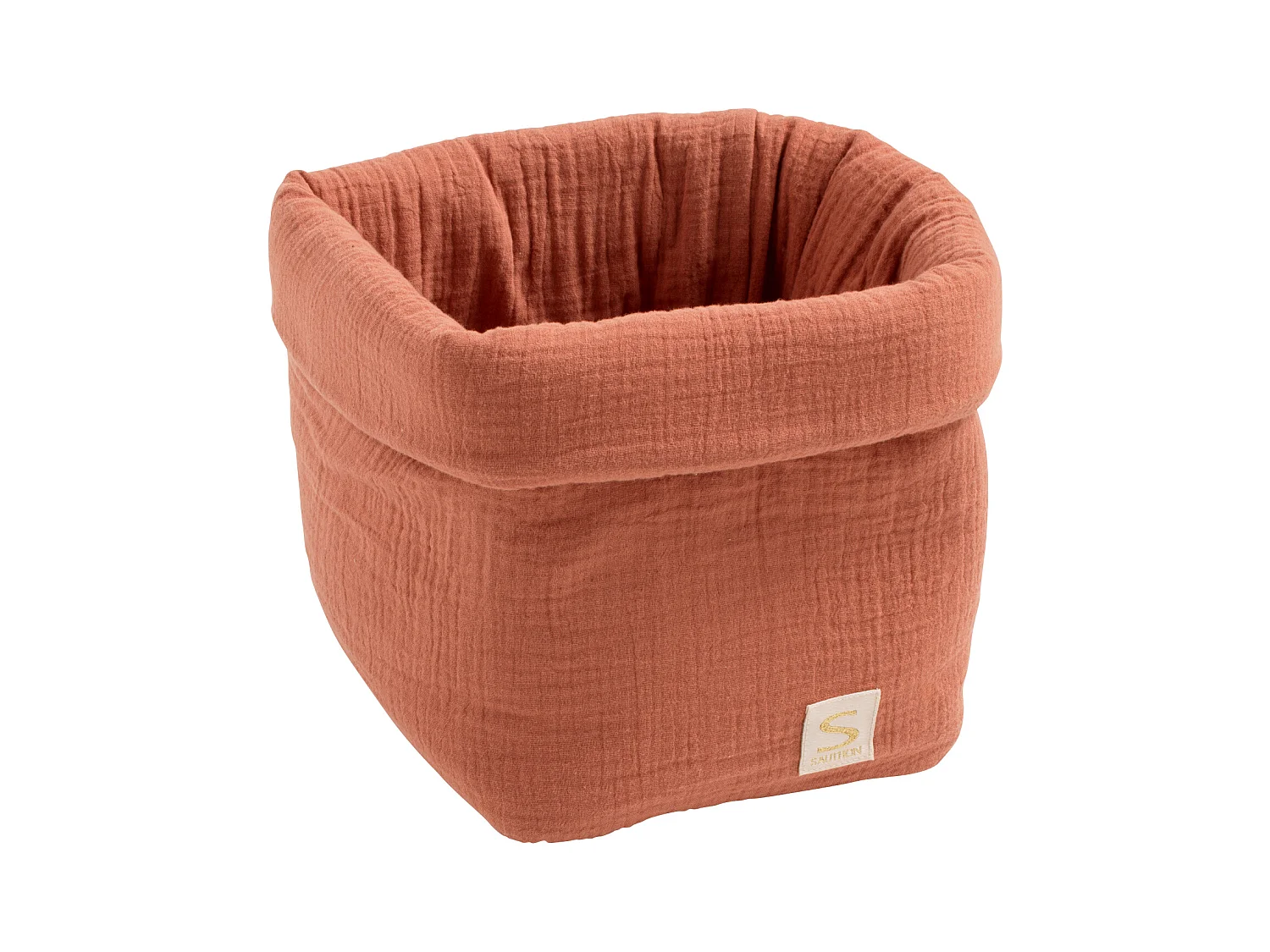 Panière de rangement en double gaze de coton UNI TERRACOTTA - Sauthon