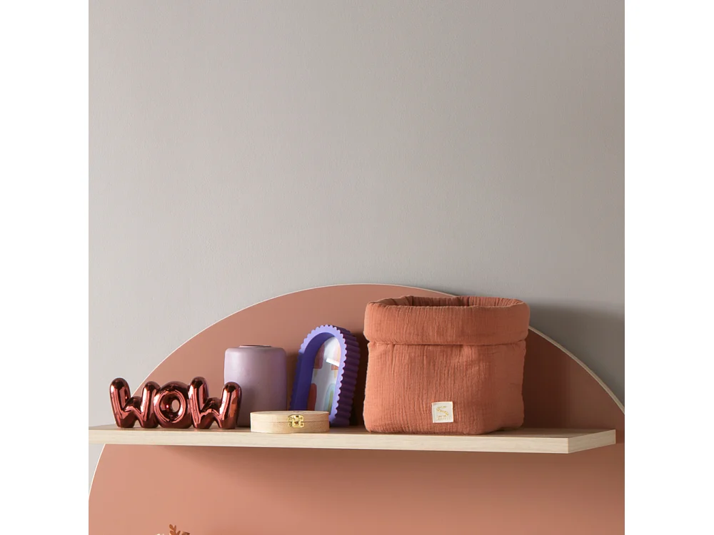 Panière de rangement en double gaze de coton UNI TERRACOTTA - Sauthon