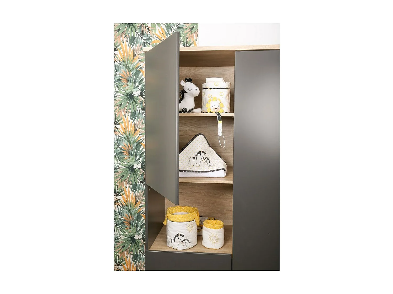 Lot de 3 panieres gigognes en coton blanc PLUCHE ET POMPON - Sauthon