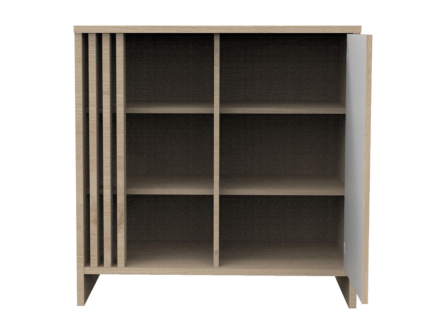 Cassettiera colorata a 1 anta con 3 nicchie e cleristorio in legno in decoro rovere Suave