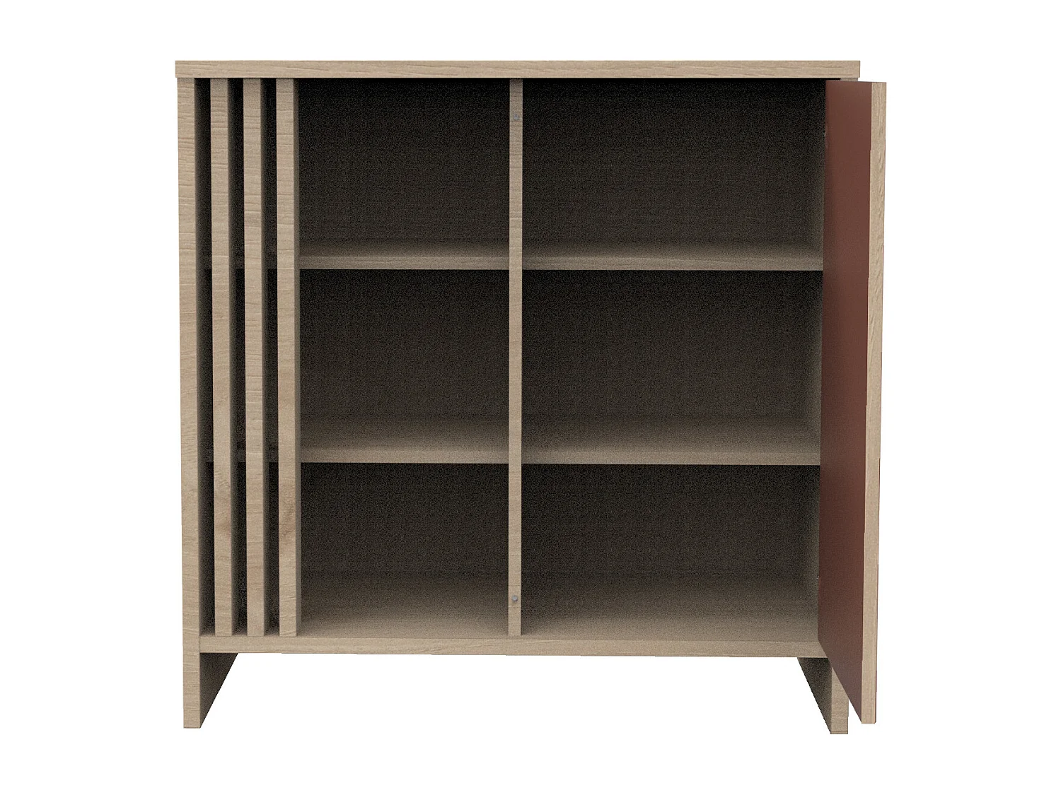 Cassettiera colorata a 1 anta con 3 nicchie e cleristorio in legno in decoro rovere Suave
