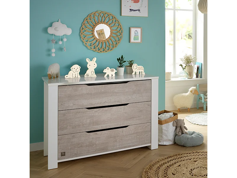 Commode 3 tiroirs en bois LOFT - Sauthon