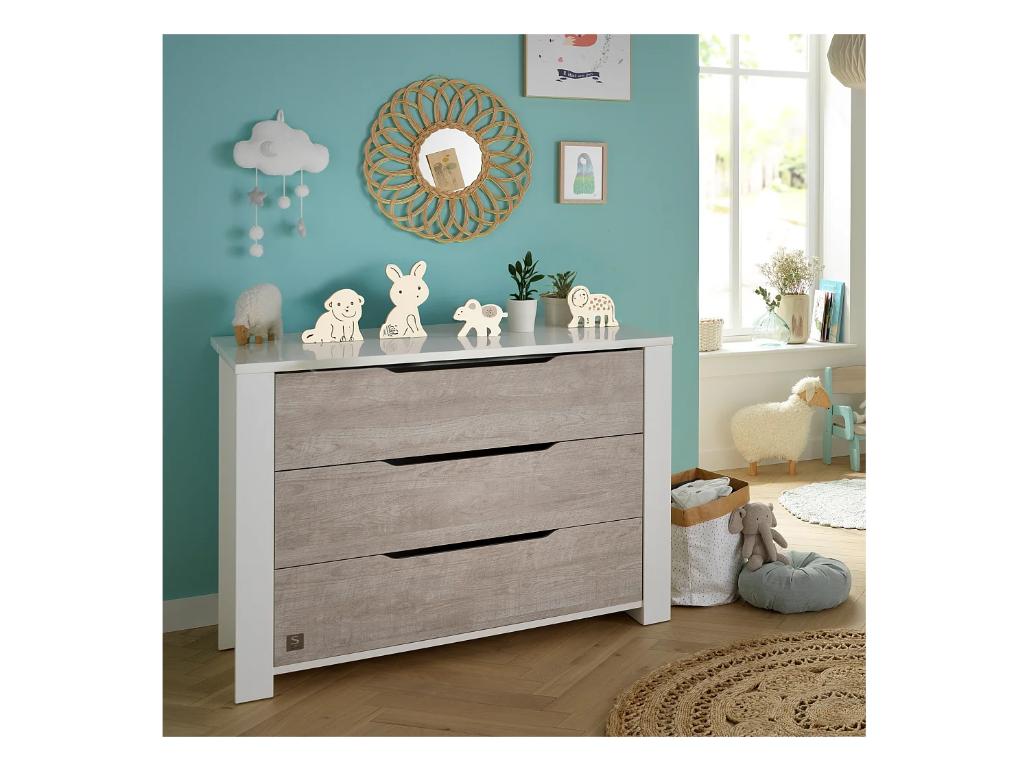 Commode 3 tiroirs en bois LOFT - Sauthon