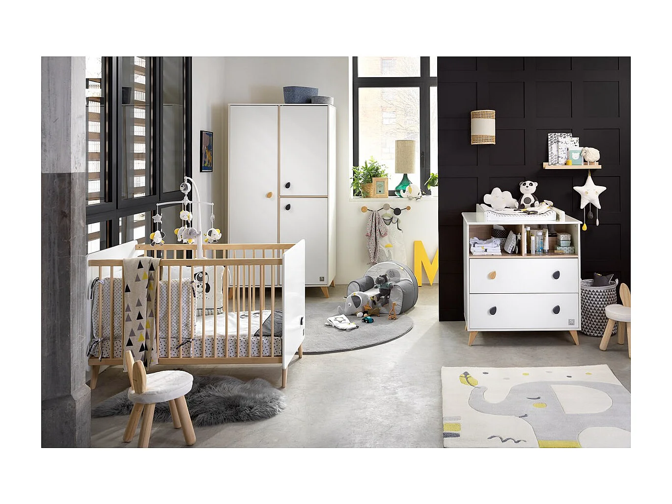 Commode 2 tiroirs 2 niches boutons goutte OSLO - Sauthon