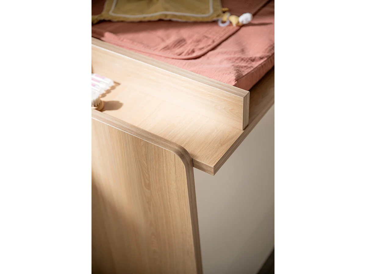 Commode 3 tiroirs façades inclinées en bois décor chêne miel VANILLE - Sauthon