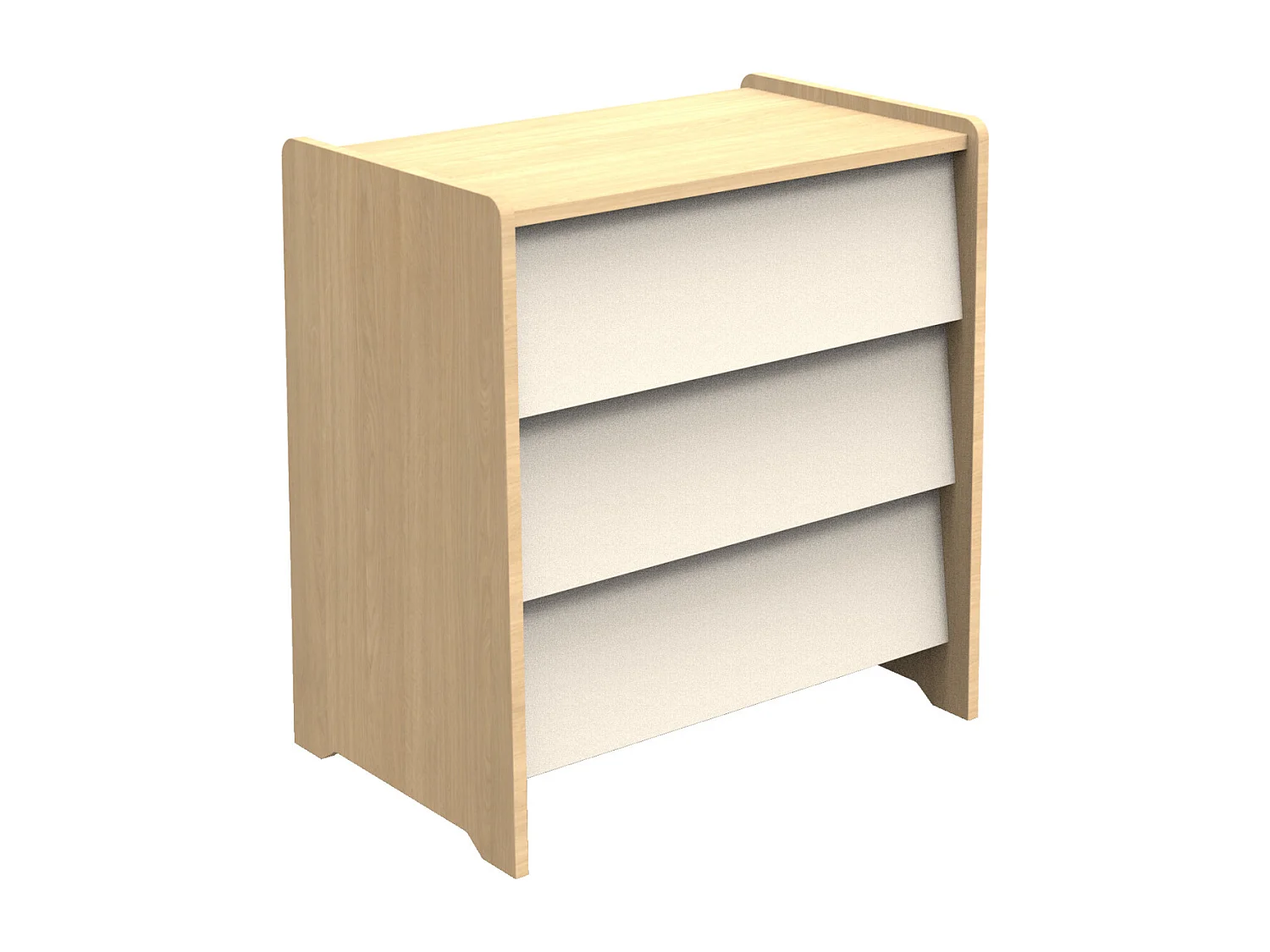 Cassettiera a 3 cassetti con frontali inclinati in rovere miele