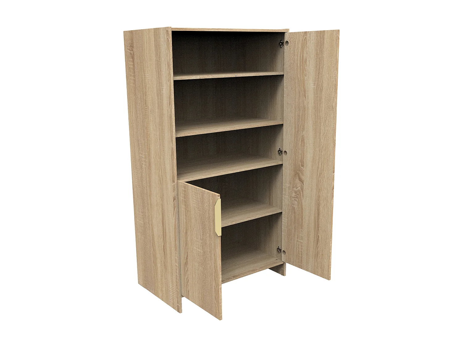 Armoire 2 portes et 3 niches avec poignées dorées décor chêne doré AZUR - Sauthon