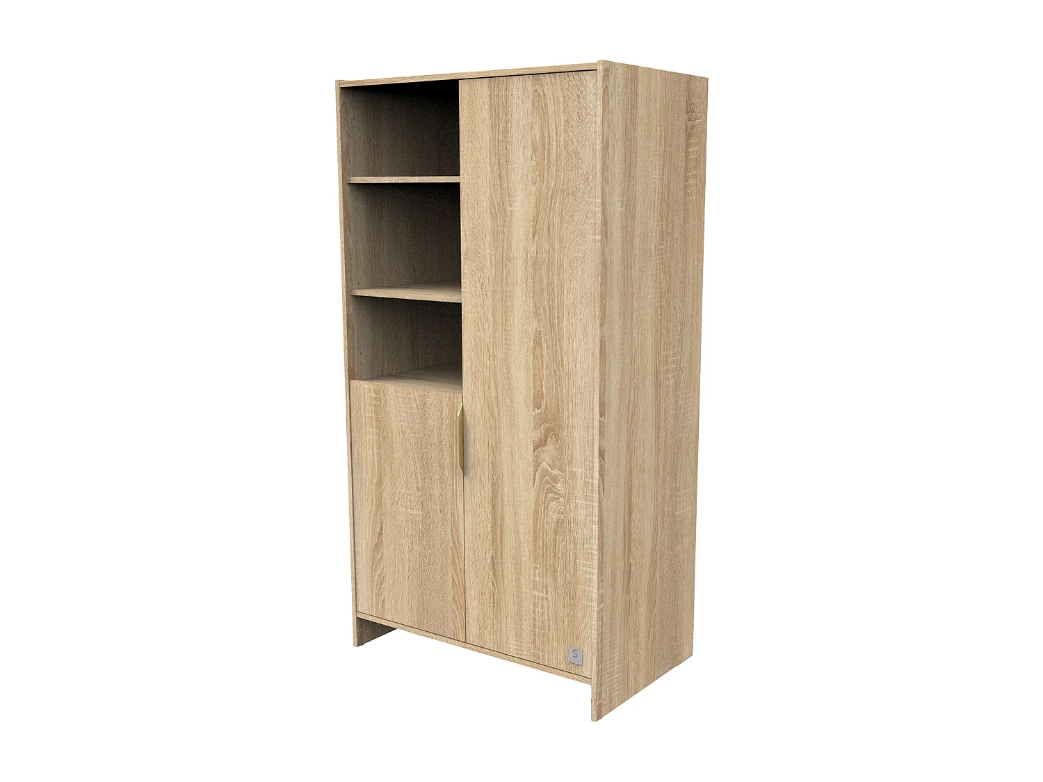 Armoire 2 portes et 3 niches avec poignées dorées décor chêne doré AZUR - Sauthon