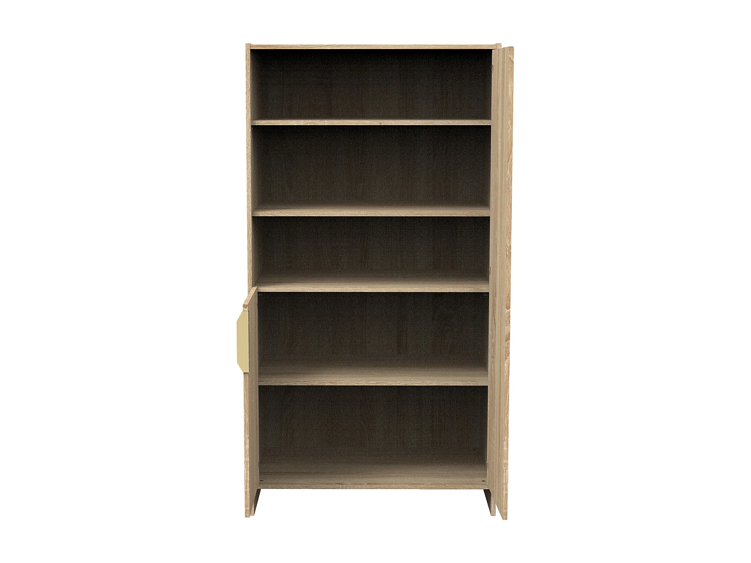 Armoire 2 portes et 3 niches avec poignées dorées décor chêne doré AZUR - Sauthon