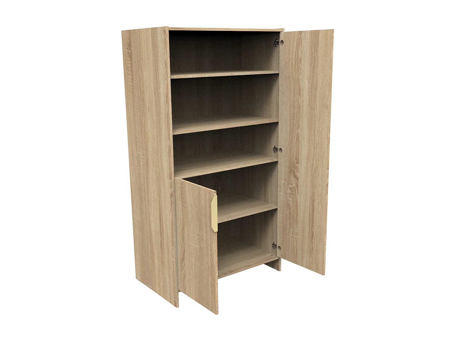 Armoire 2 portes et 3 niches avec poignées dorées décor chêne doré AZUR - Sauthon