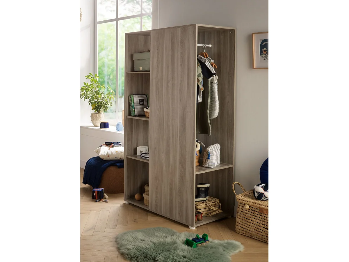 Meuble de rangement avec étagères et penderie en décor bois UP - BabyPrice