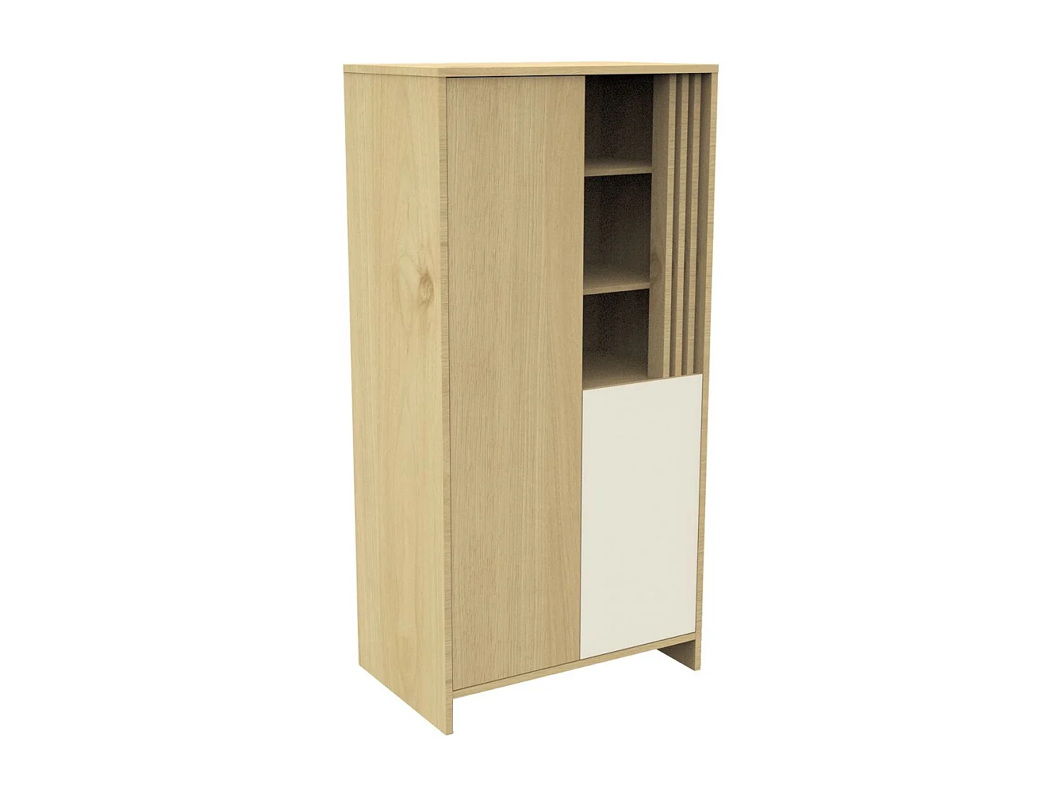 Armario de 2 puertas y 1 hueco con claristorio en madera decorativa de roble Suave