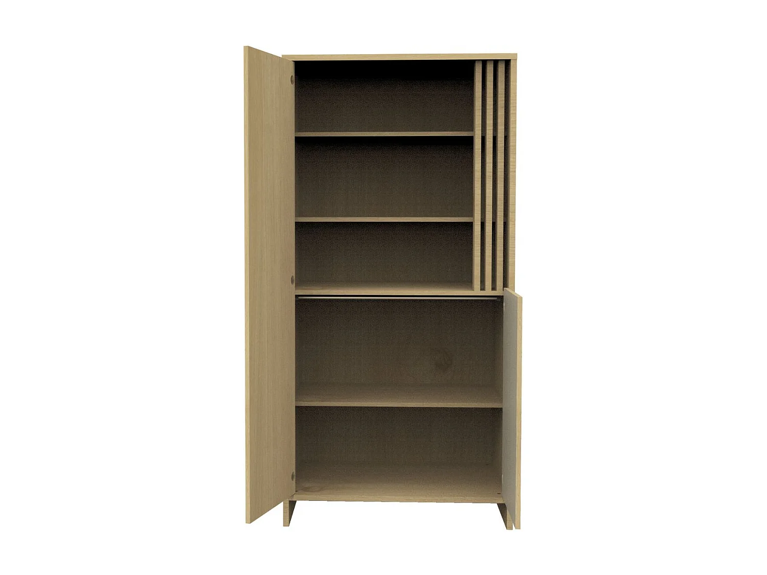 Armario de 2 puertas y 1 hueco con claristorio en madera decorativa de roble Suave