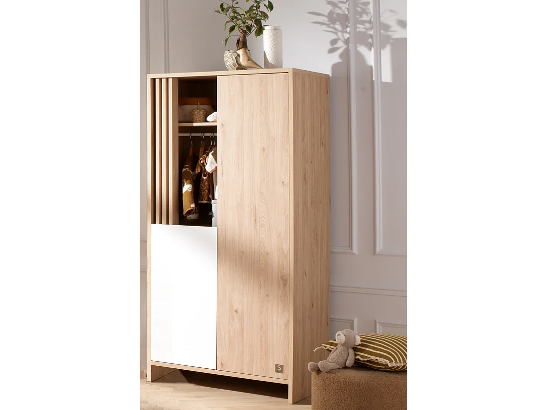 Armadio a 2 ante e 1 nicchia con cleristorio in legno decorativo rovere Suave