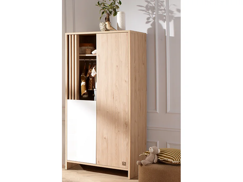 Armadio a 2 ante e 1 nicchia con cleristorio in legno decorativo rovere Suave