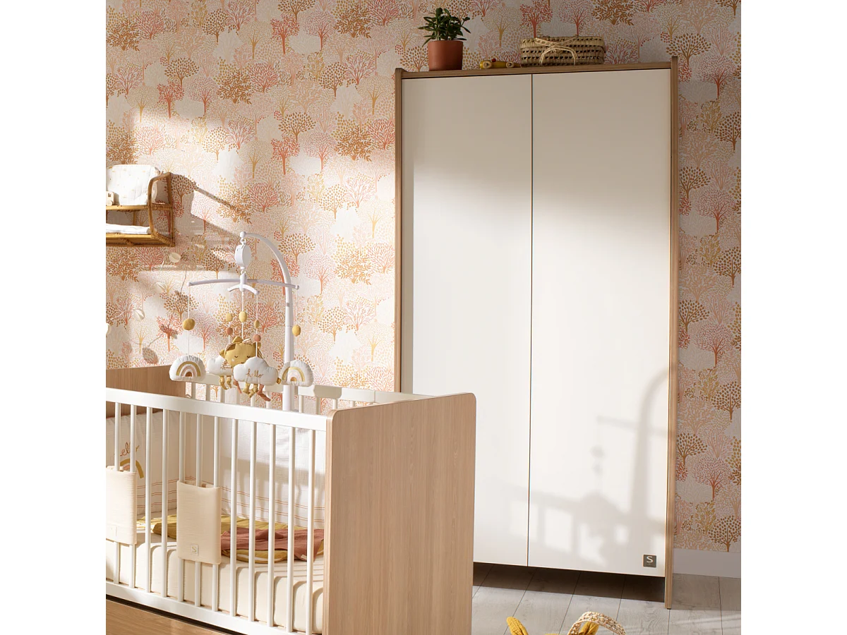 Armoire 2 portes en bois décor chêne miel VANILLE - Sauthon