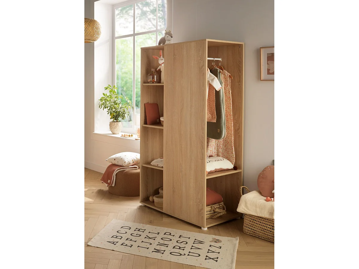 Meuble de rangement avec étagères et penderie en décor bois UP - BabyPrice