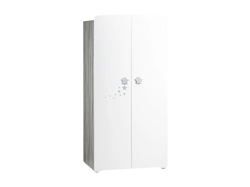 Armoire 2 portes bébé 175x85x56cm en bois blanc NAO - BabyPrice
