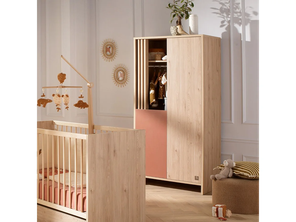 Armadio a 2 ante e 1 nicchia con cleristorio in legno decorativo rovere Suave