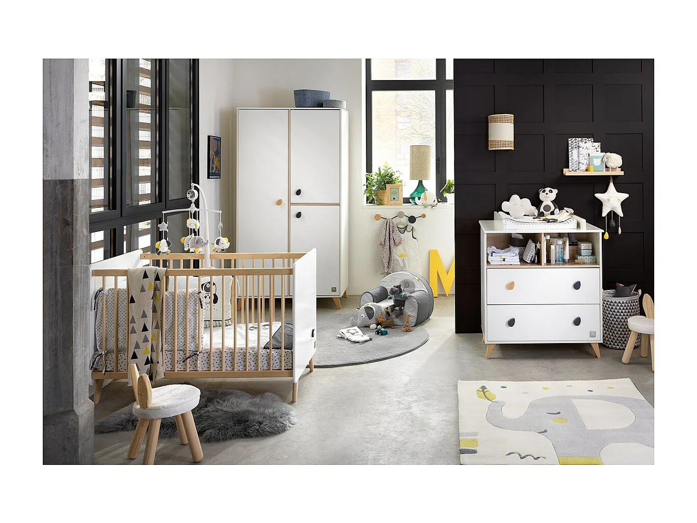 Armoire 3 portes bébé boutons goutte OSLO - Sauthon