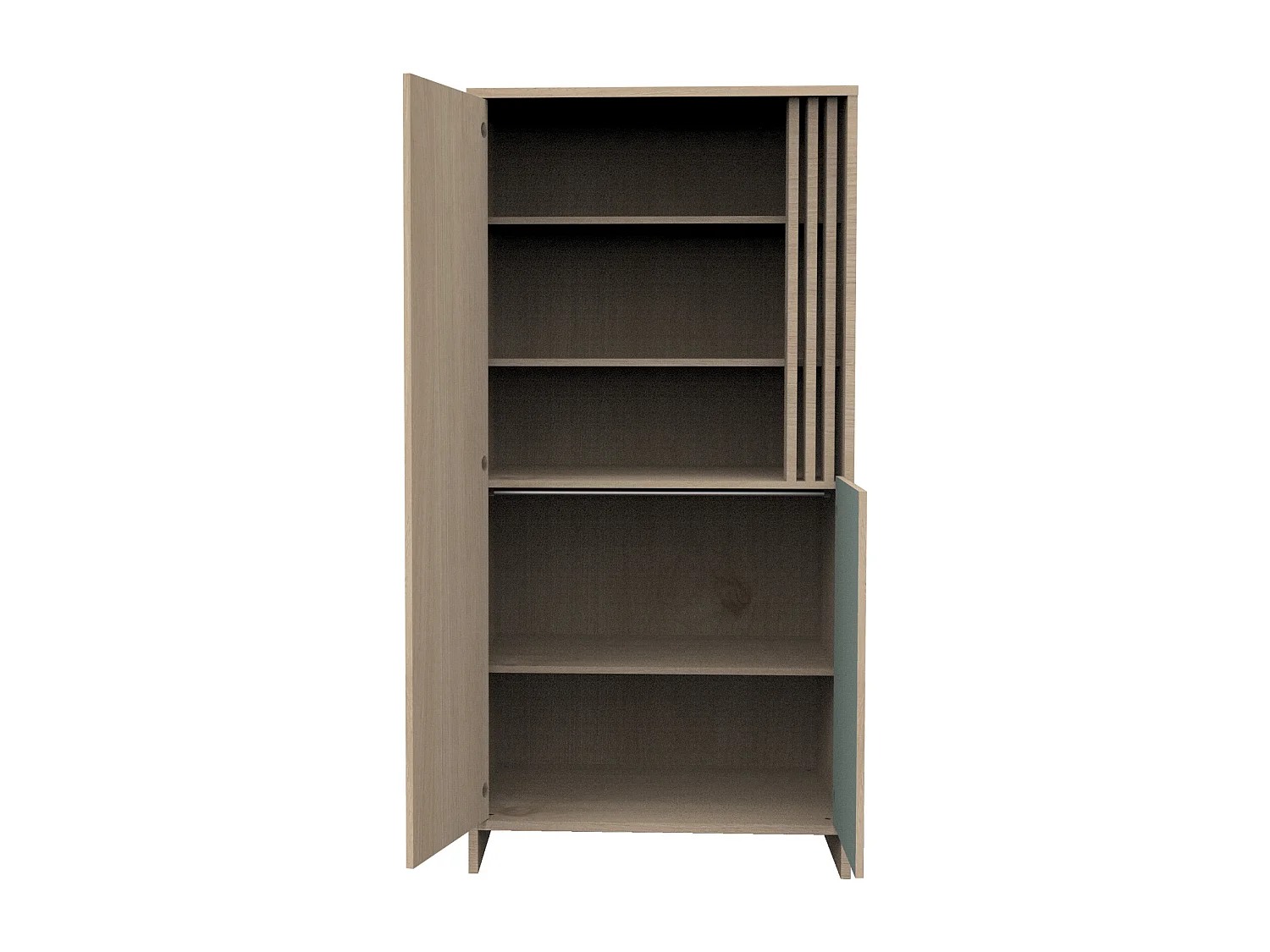 Armoire 2 portes et 1 niche avec claustra en bois décor chêne Suave TOKYO - Sauthon