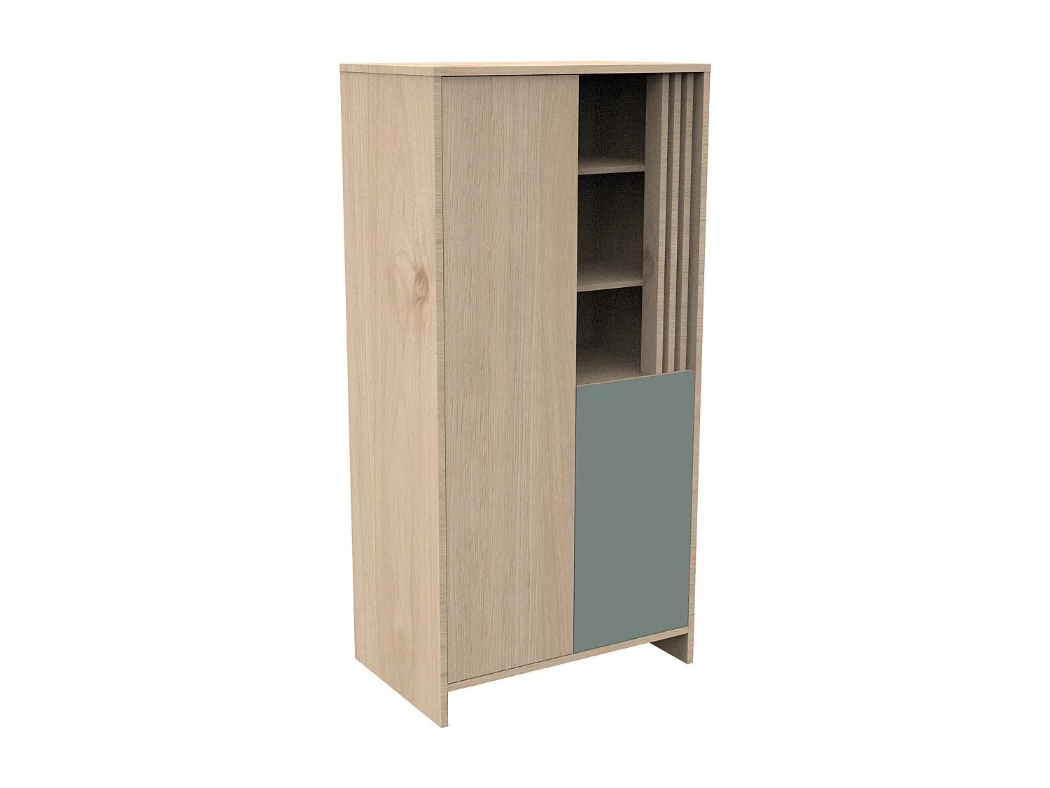 Armoire 2 portes et 1 niche avec claustra en bois décor chêne Suave TOKYO - Sauthon